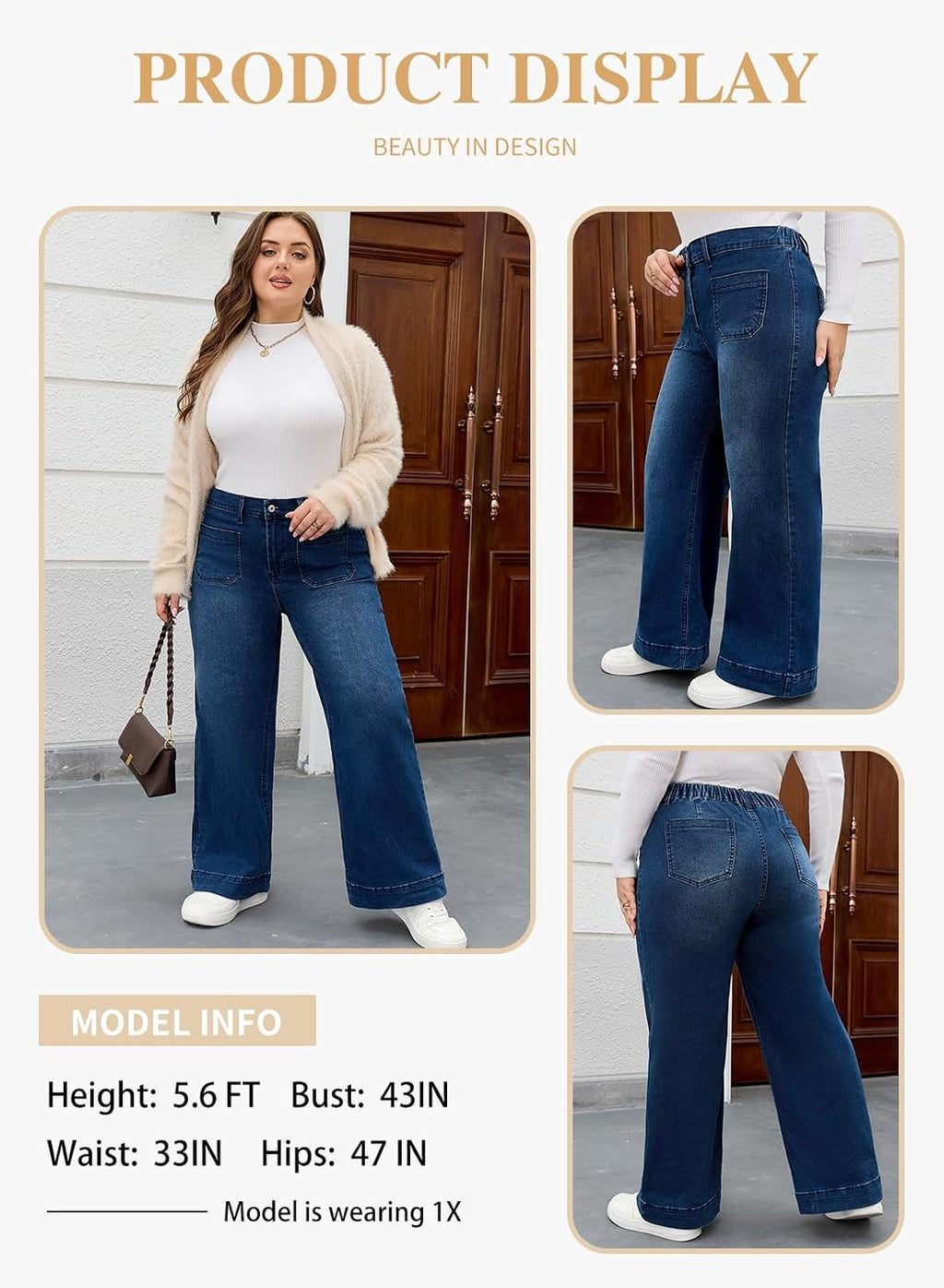 Eytino Plus Size Jeans for Curvy Women High Waisted Denim Pants
