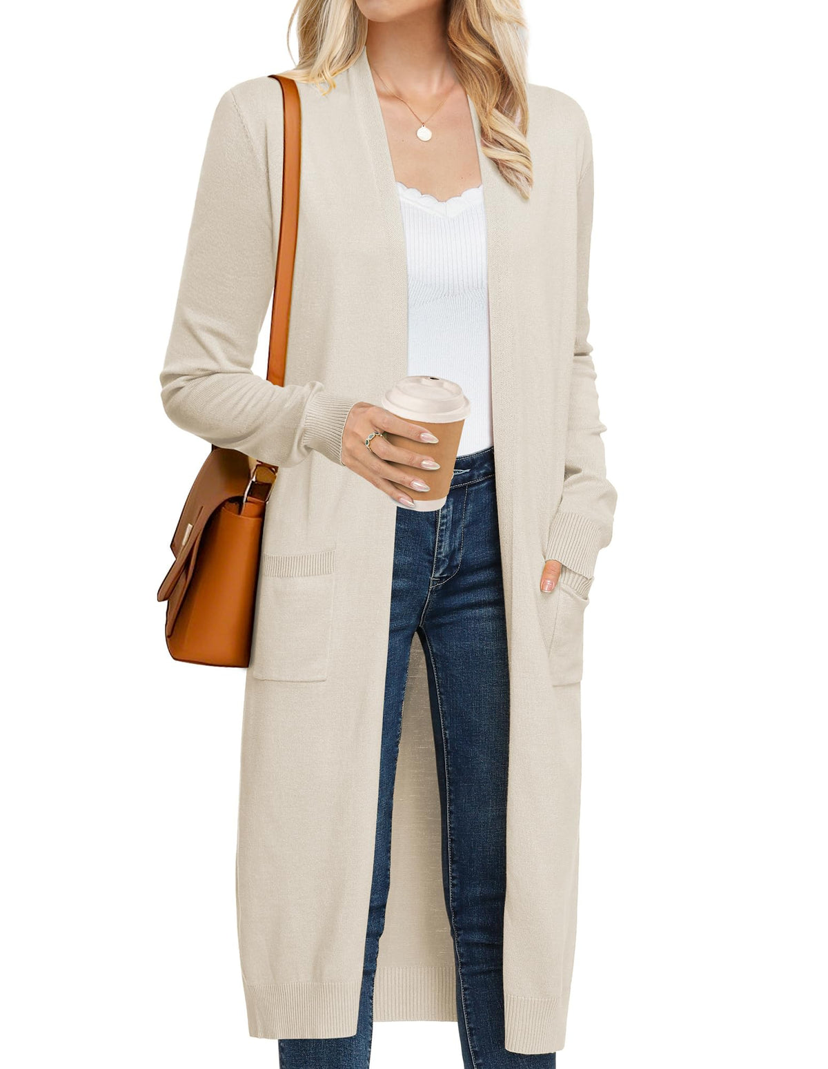 GRACE KARIN Women's 2026 Trendy Long Cardigans Sweater Lightweight Open Front Long Sleeve Maxi Duster Coats with Pockets