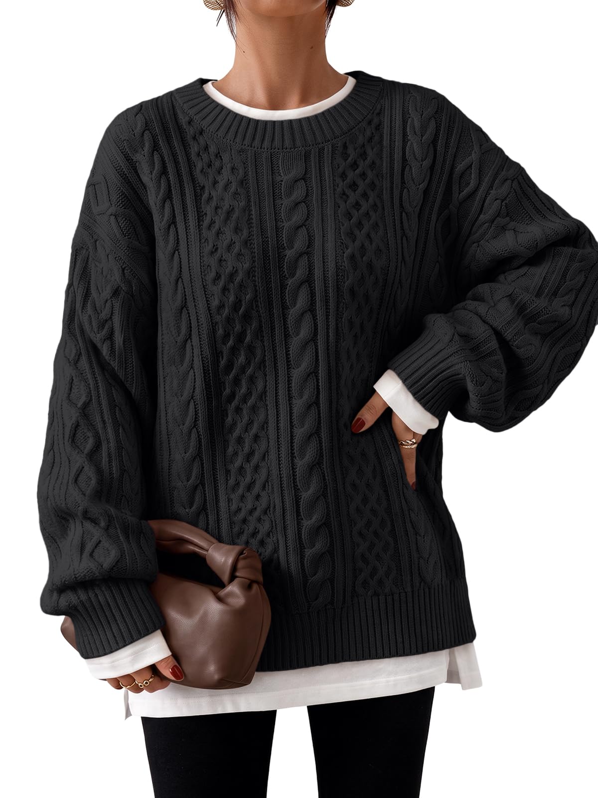 Trendy Queen Womens Oversized Cable Knit Chunky Fall Pullover Sweaters 2026