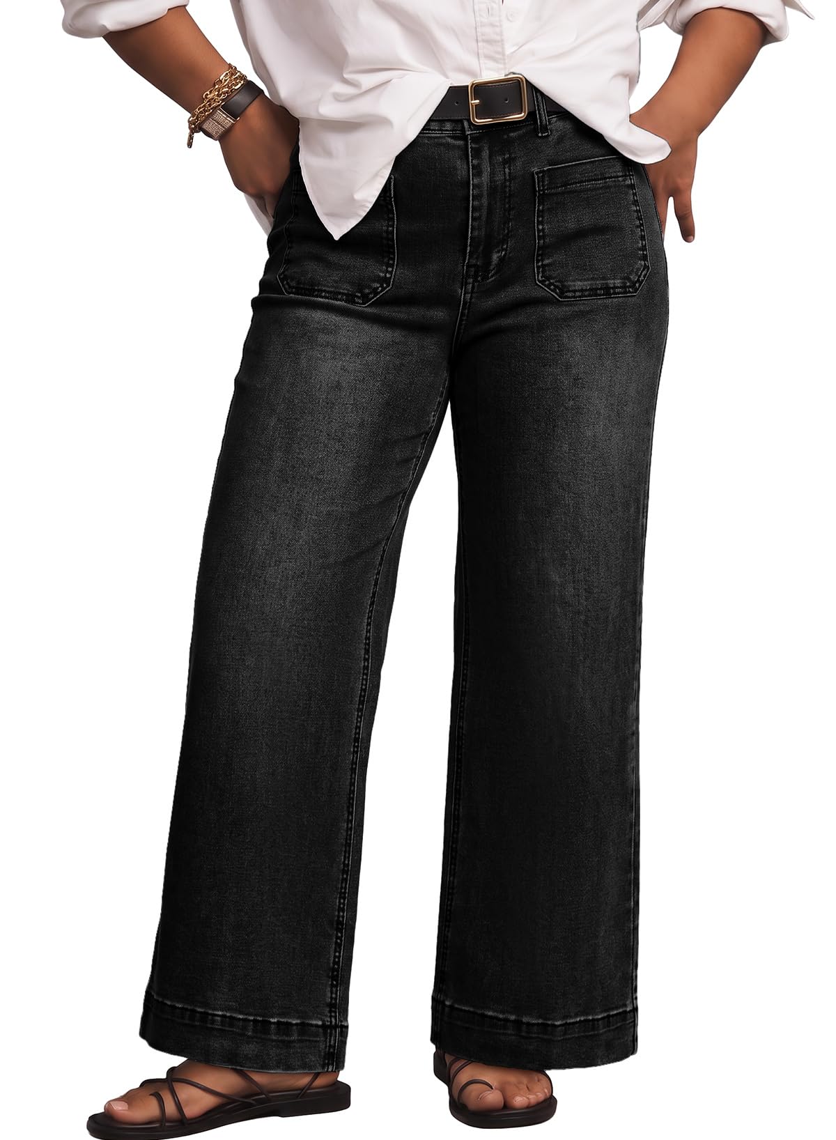Eytino Plus Size Jeans for Curvy Women High Waisted Denim Pants
