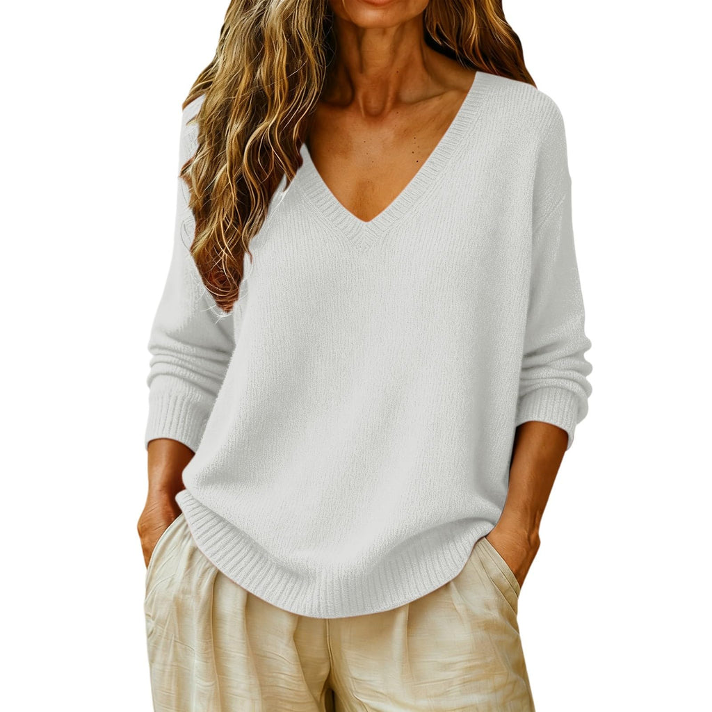 Cashmere Sweaters for Women Long Sleeve V Neck Fall Tops