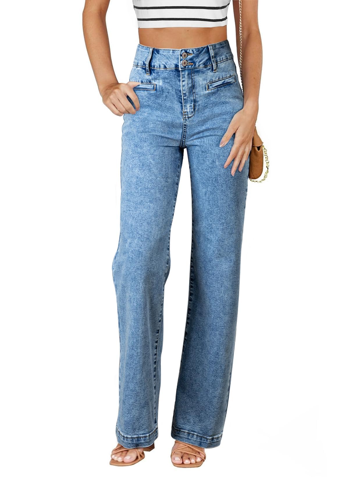 Sidefeel Jeans for Women High Waisted Straight Leg Denim Pants