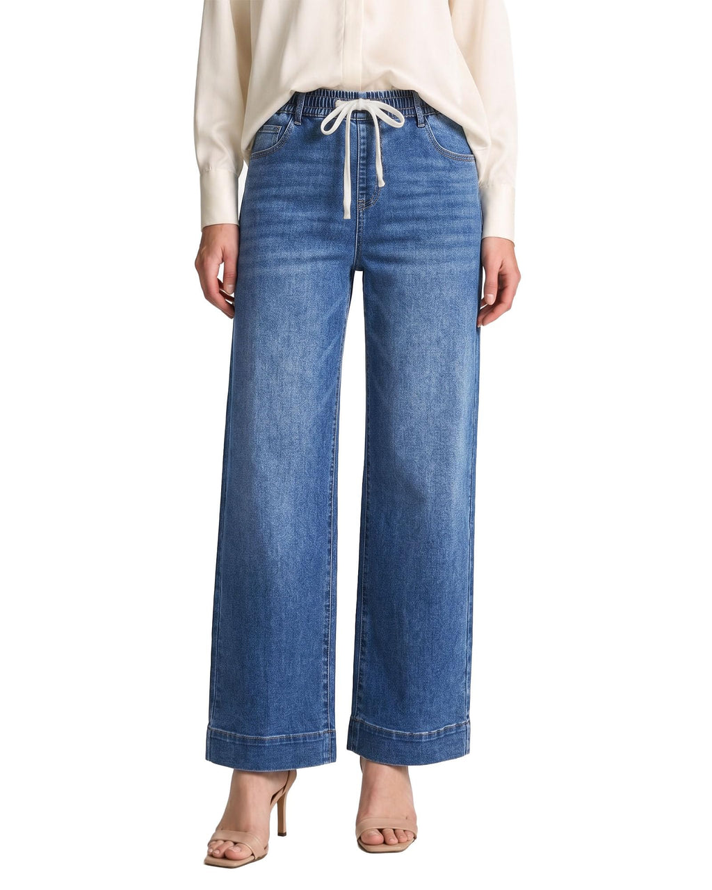 GRAPENT Jeans for Women Straight Leg High Rise Pull On Stretchy Denim Pants