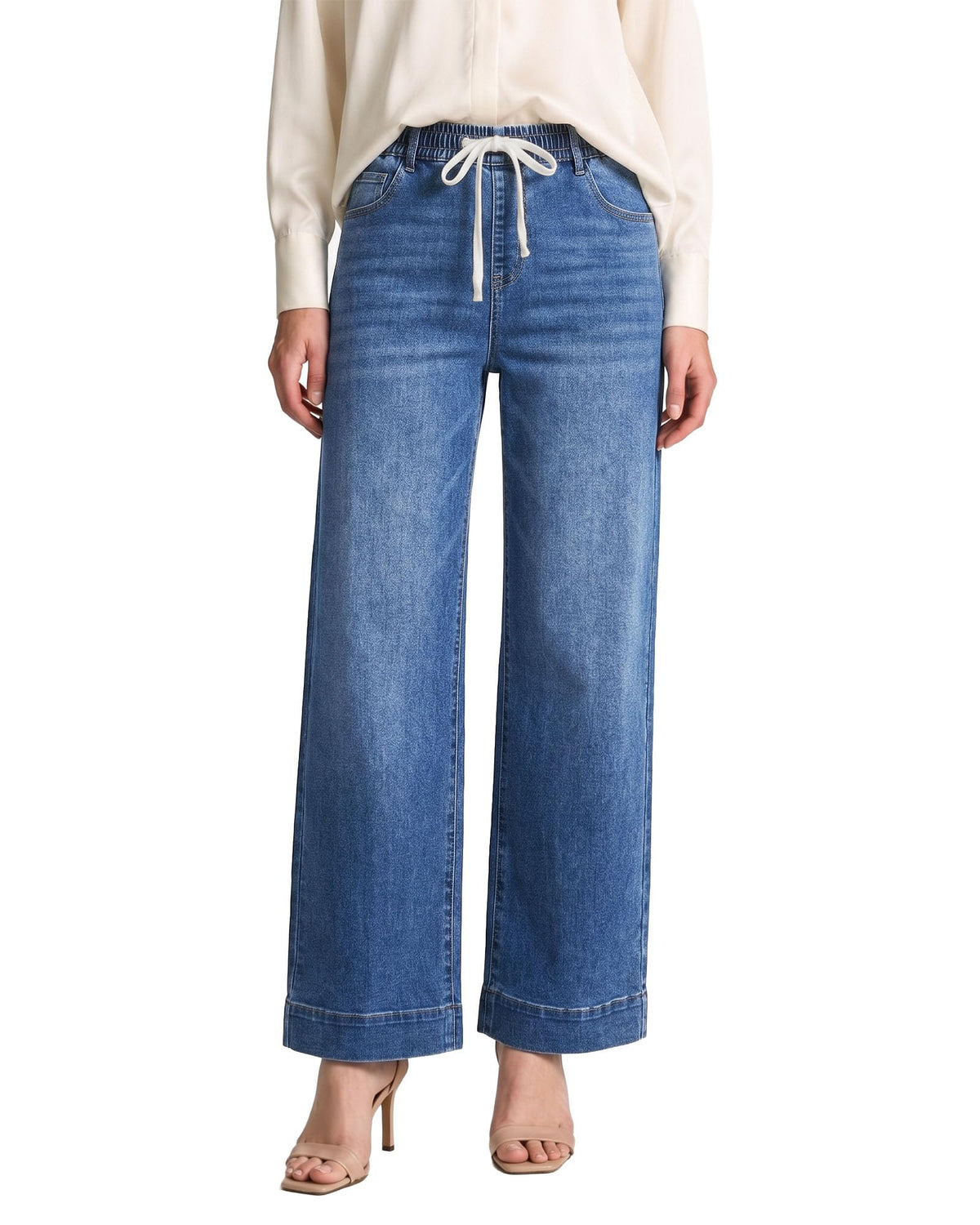 GRAPENT Jeans for Women Straight Leg High Rise Pull On Stretchy Denim Pants