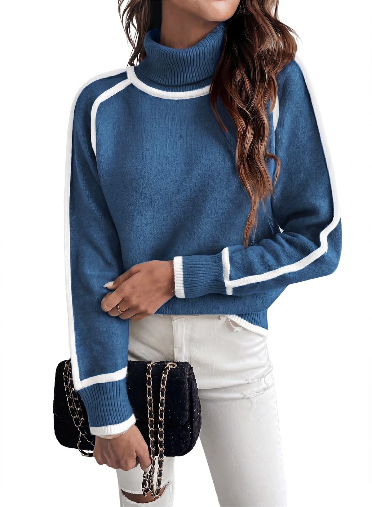 EVALESS Sweaters for Women Fall Winter Cozy Turtleneck Sweater