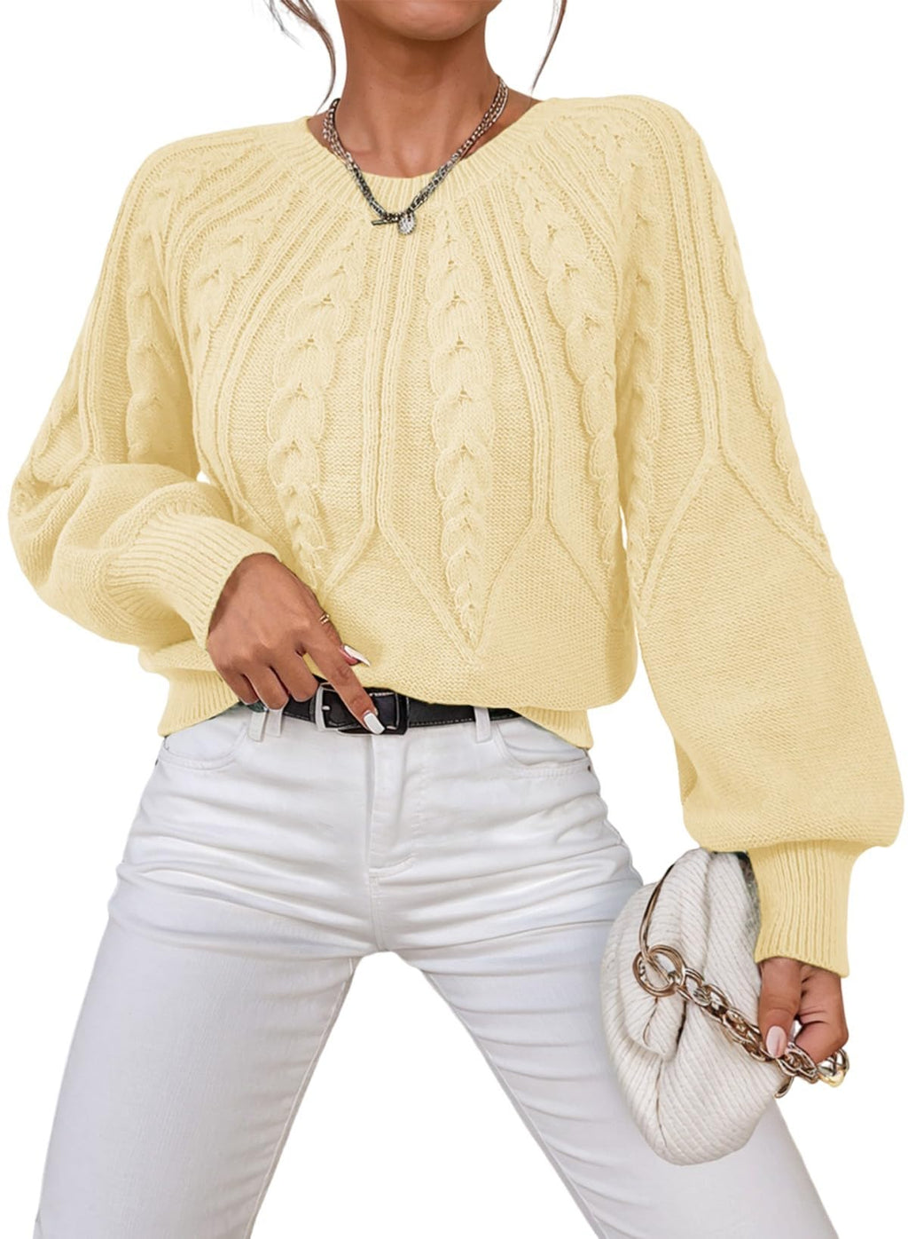 Dokotoo Womens Sweaters Long Sleeve Cable Knit Chunky Fall Tops
