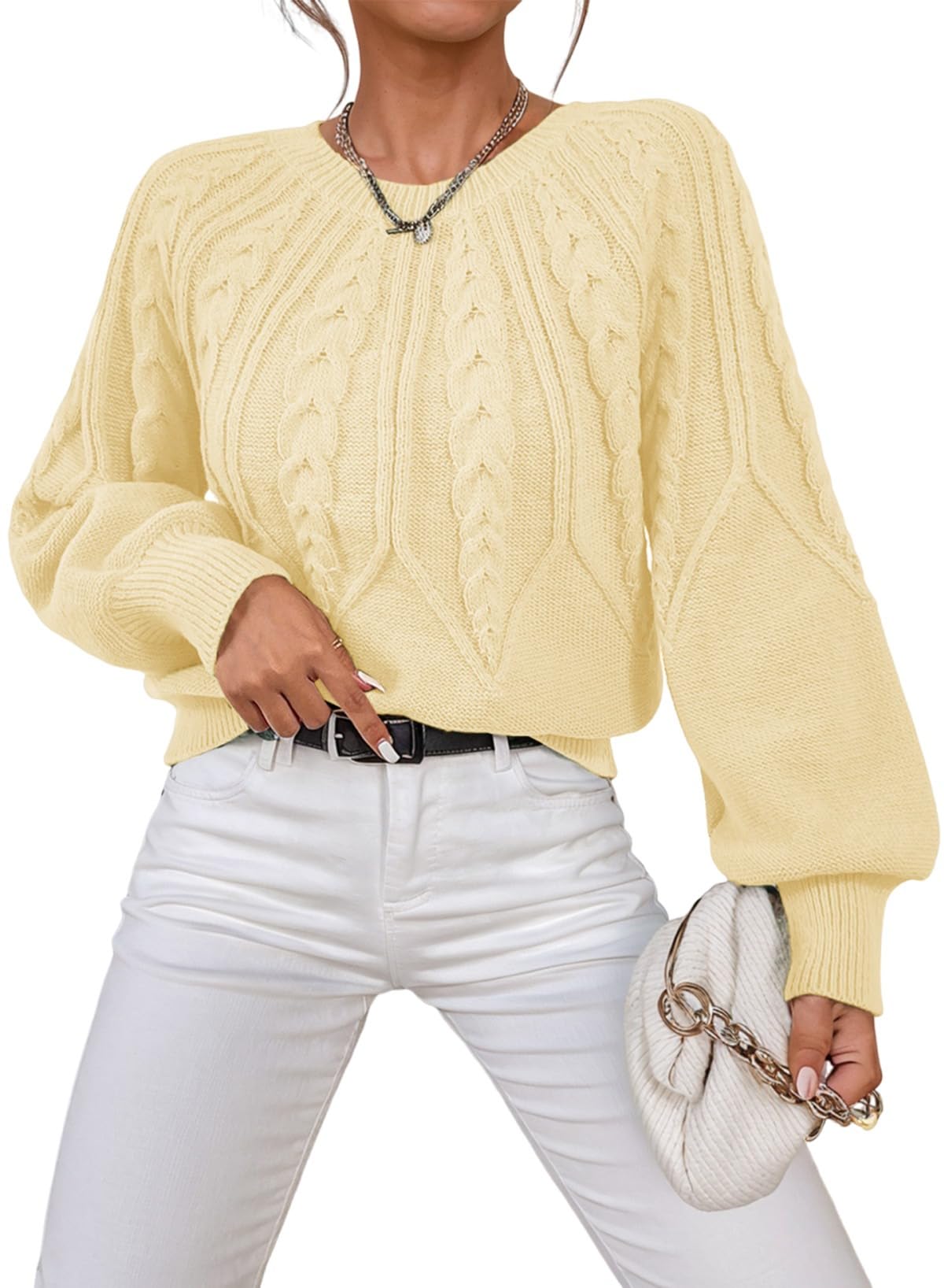 Dokotoo Womens Sweaters Long Sleeve Cable Knit Chunky Fall Tops