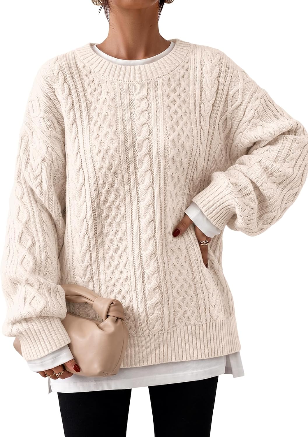 Trendy Queen Womens Oversized Cable Knit Chunky Fall Pullover Sweaters 2026