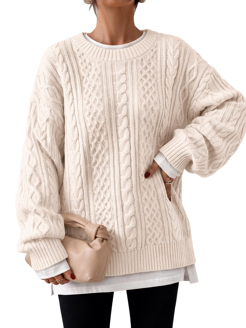 Trendy Queen Womens Oversized Cable Knit Chunky Fall Pullover Sweaters 2026