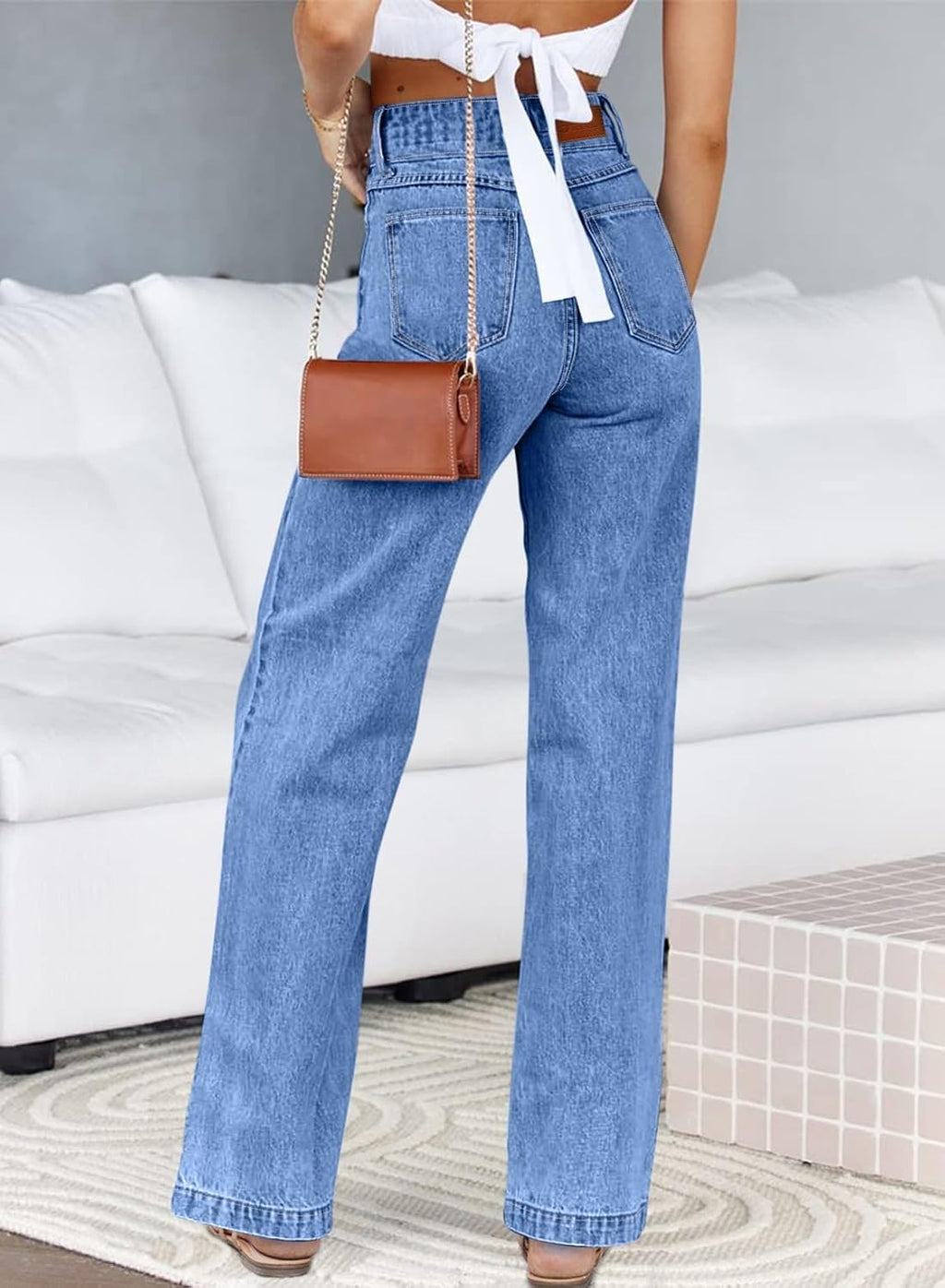 Sidefeel Jeans for Women High Waisted Straight Leg Denim Pants
