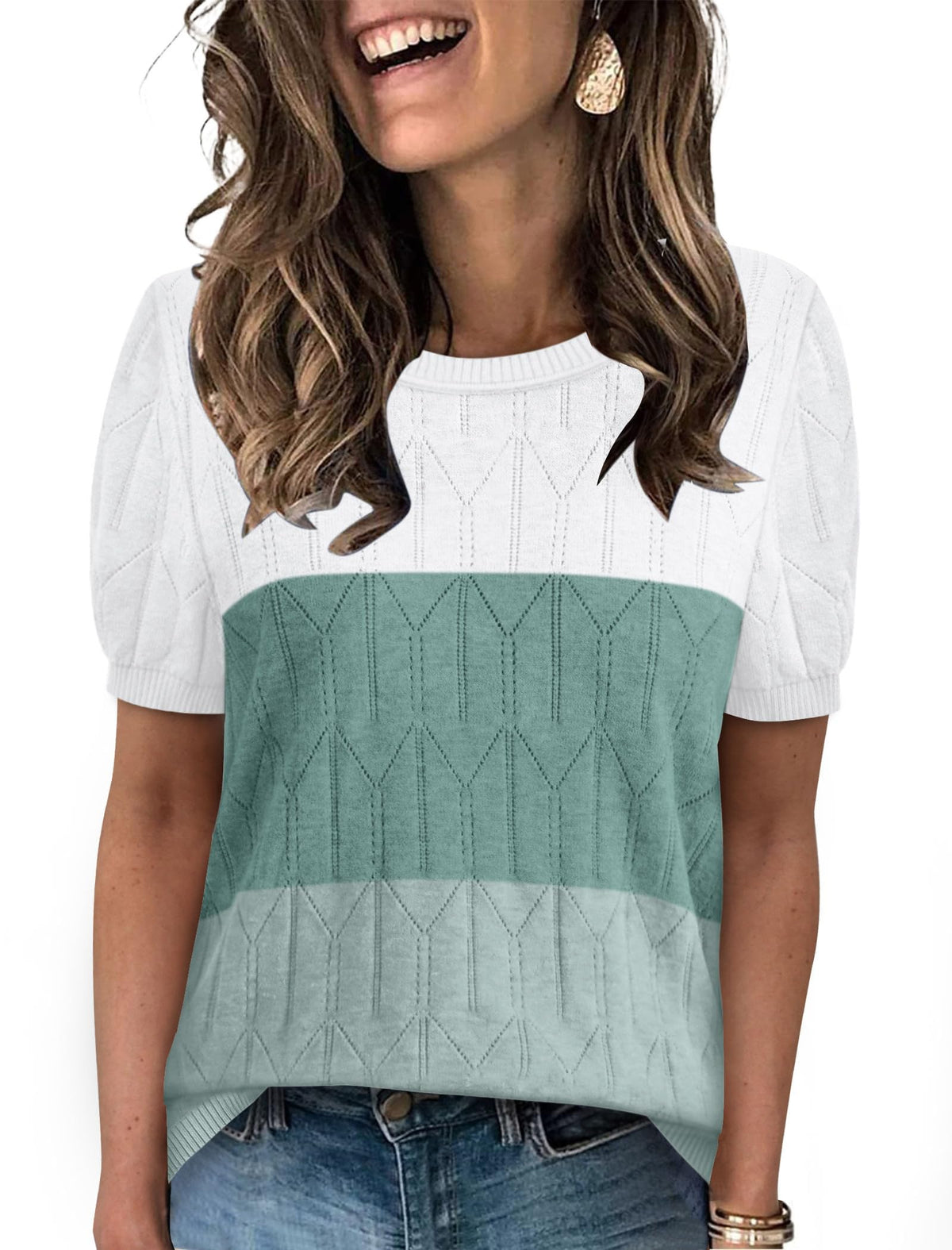 Sampeel Short Sleeve Sweater for Women Round Neck Knit Work Tops Beach Fashion Vacation Clothes Summer Outfits 2026