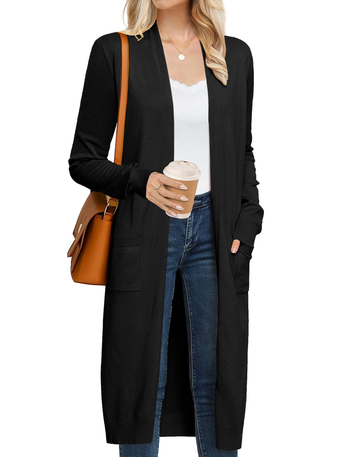 GRACE KARIN Women's 2026 Trendy Long Cardigans Sweater Lightweight Open Front Long Sleeve Maxi Duster Coats with Pockets