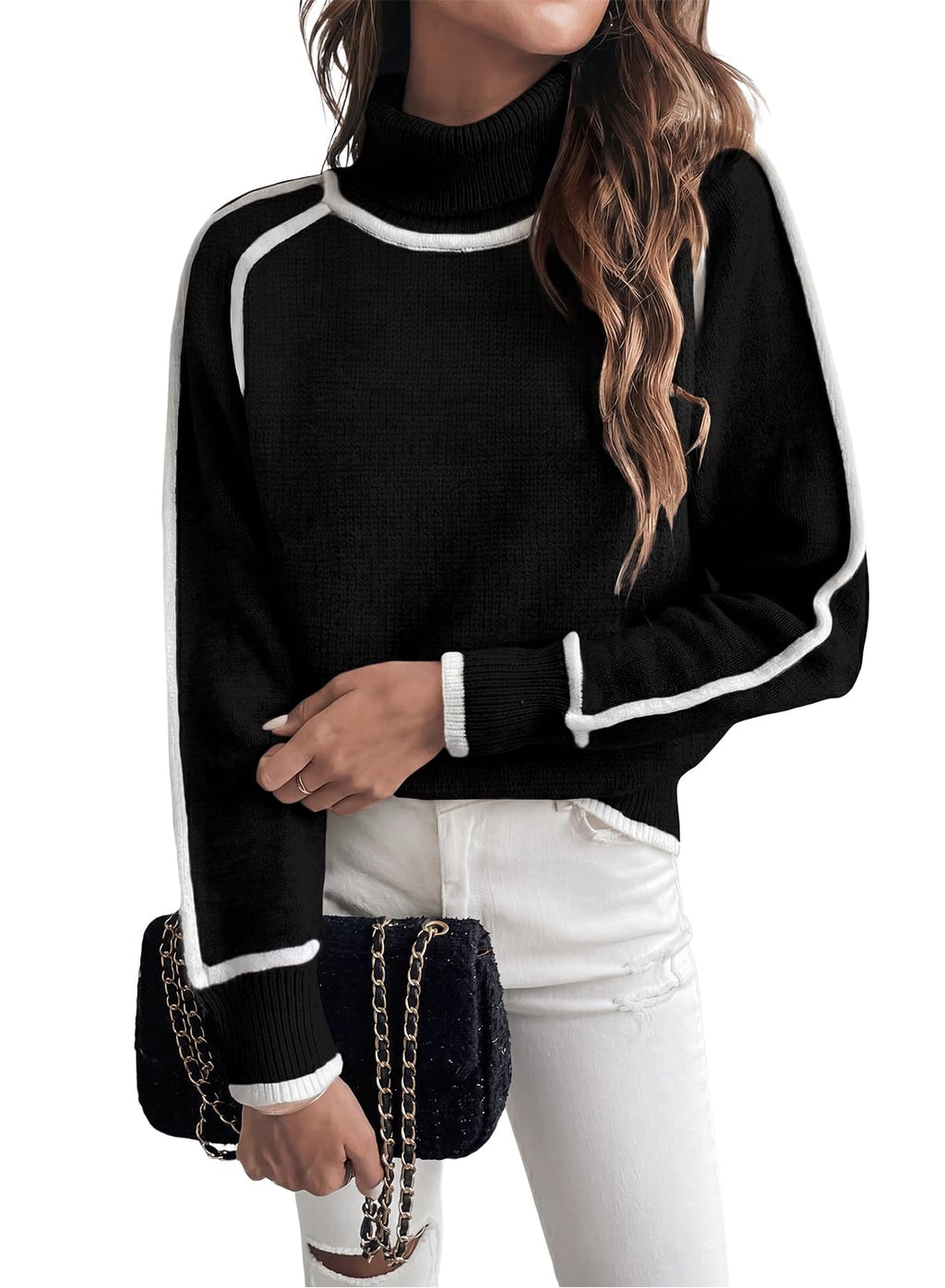 EVALESS Sweaters for Women Fall Winter Cozy Turtleneck Sweater