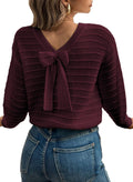 EVALESS Womens Bow Sweaters Pullover Knit Tops Fall Outfits