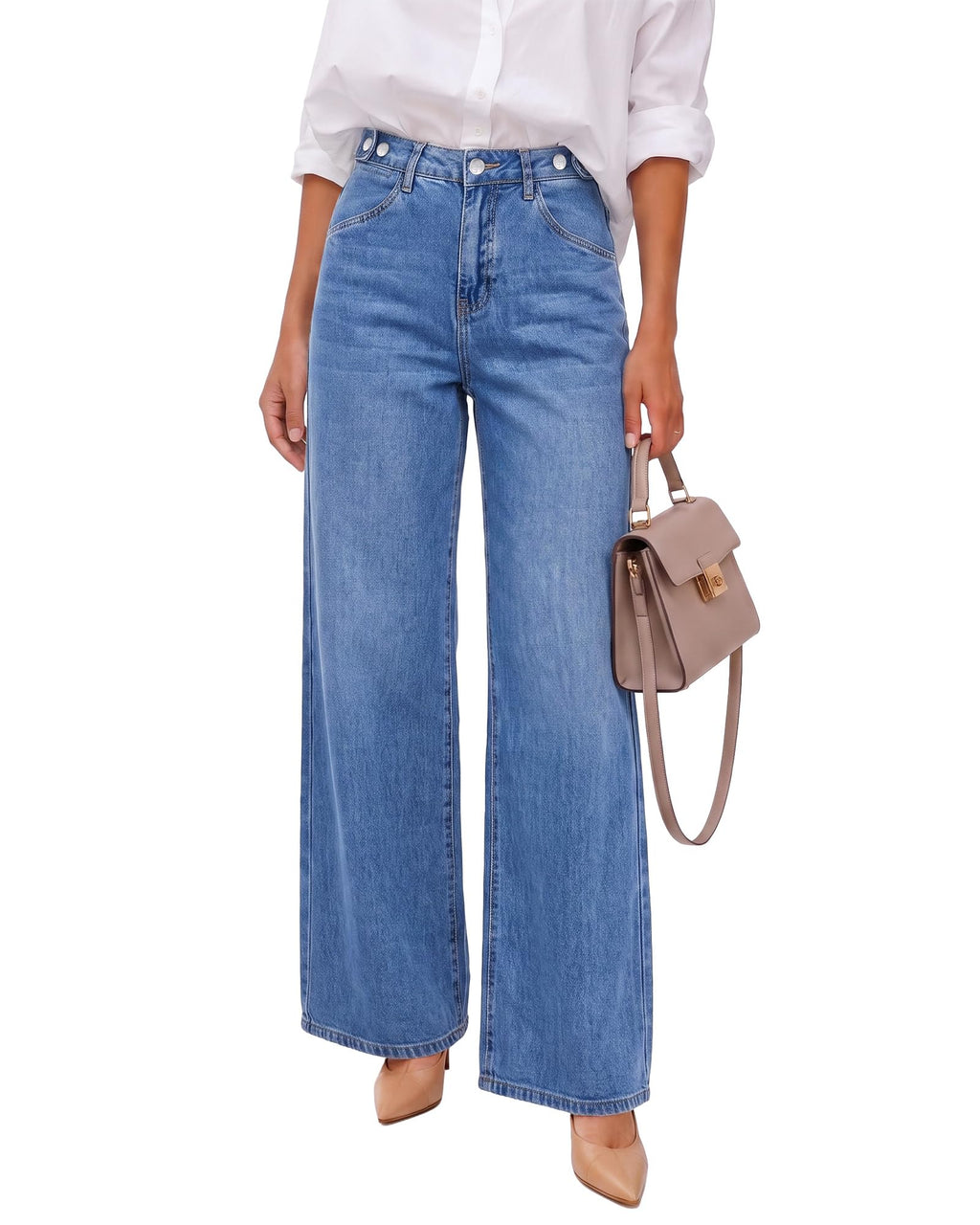 GRAPENT Wide Leg Jeans for Women High Waisted Baggy Stretchy Denim Pants
