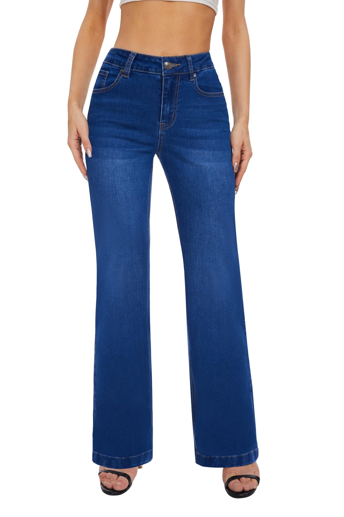 FLYING BANANA Women's High Waisted Wide Leg Baggy Stretch Denim Jeans
