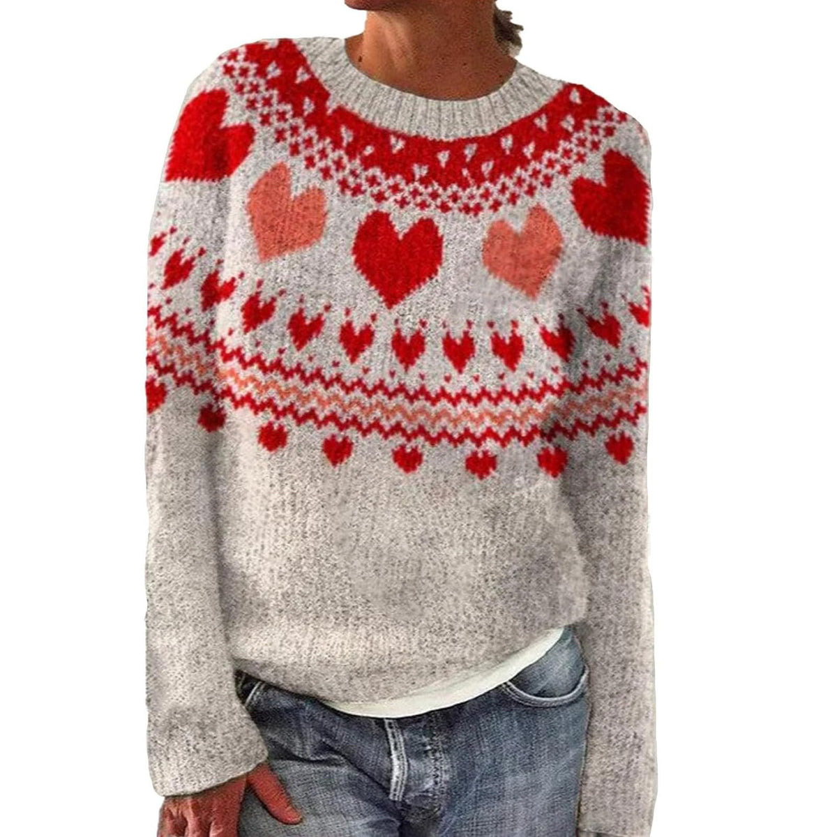 Fair Isle Sweater Women Boho Knitted Vintage Sweaters Casual Crewneck Long Sleeve Lightweight Cropped Pullover Tops