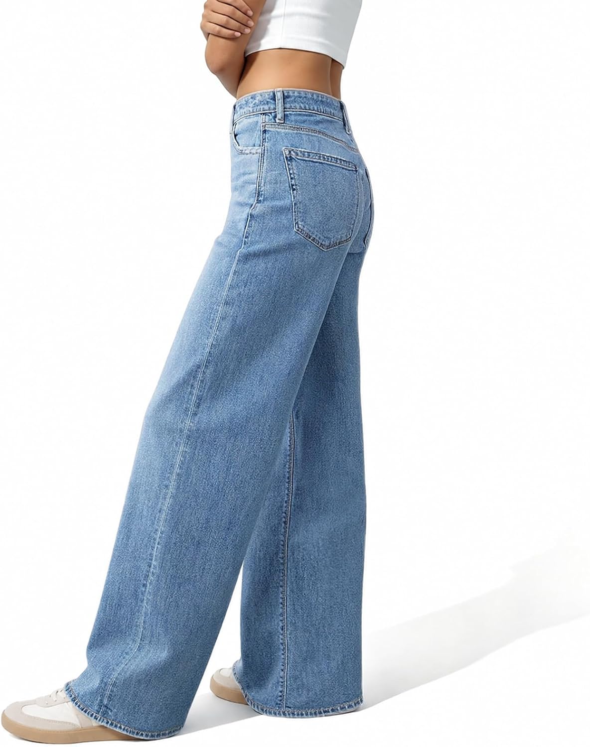 Women's Wide Leg Jeans High Waisted Baggy Straight Denim Pants