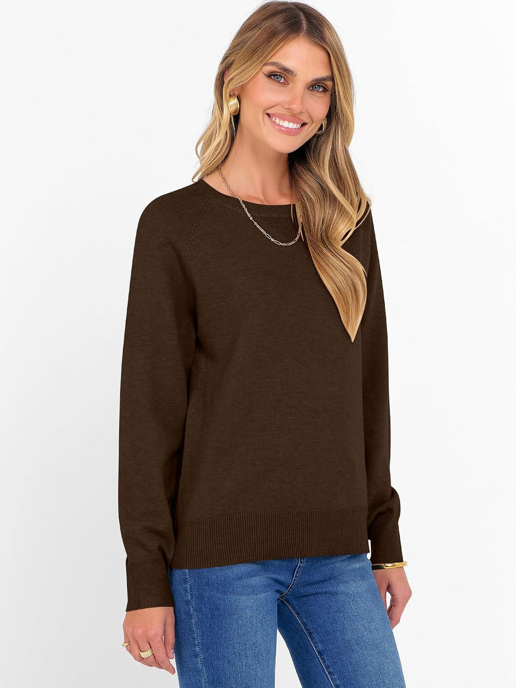 ANRABESS Sweater for Women Lightweight Knit Fall Pullover