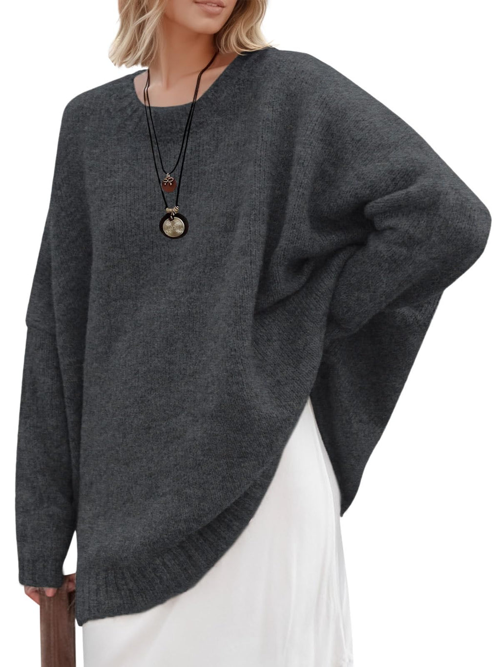 Saodimallsu Womens Oversized Tunic Sweaters Chunky Knit Slouchy Pullover