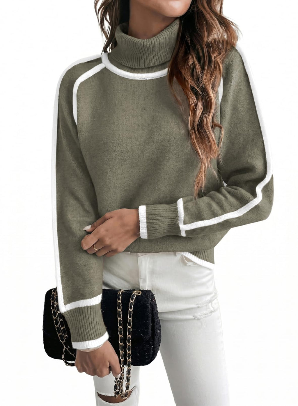 EVALESS Sweaters for Women Fall Winter Cozy Turtleneck Sweater