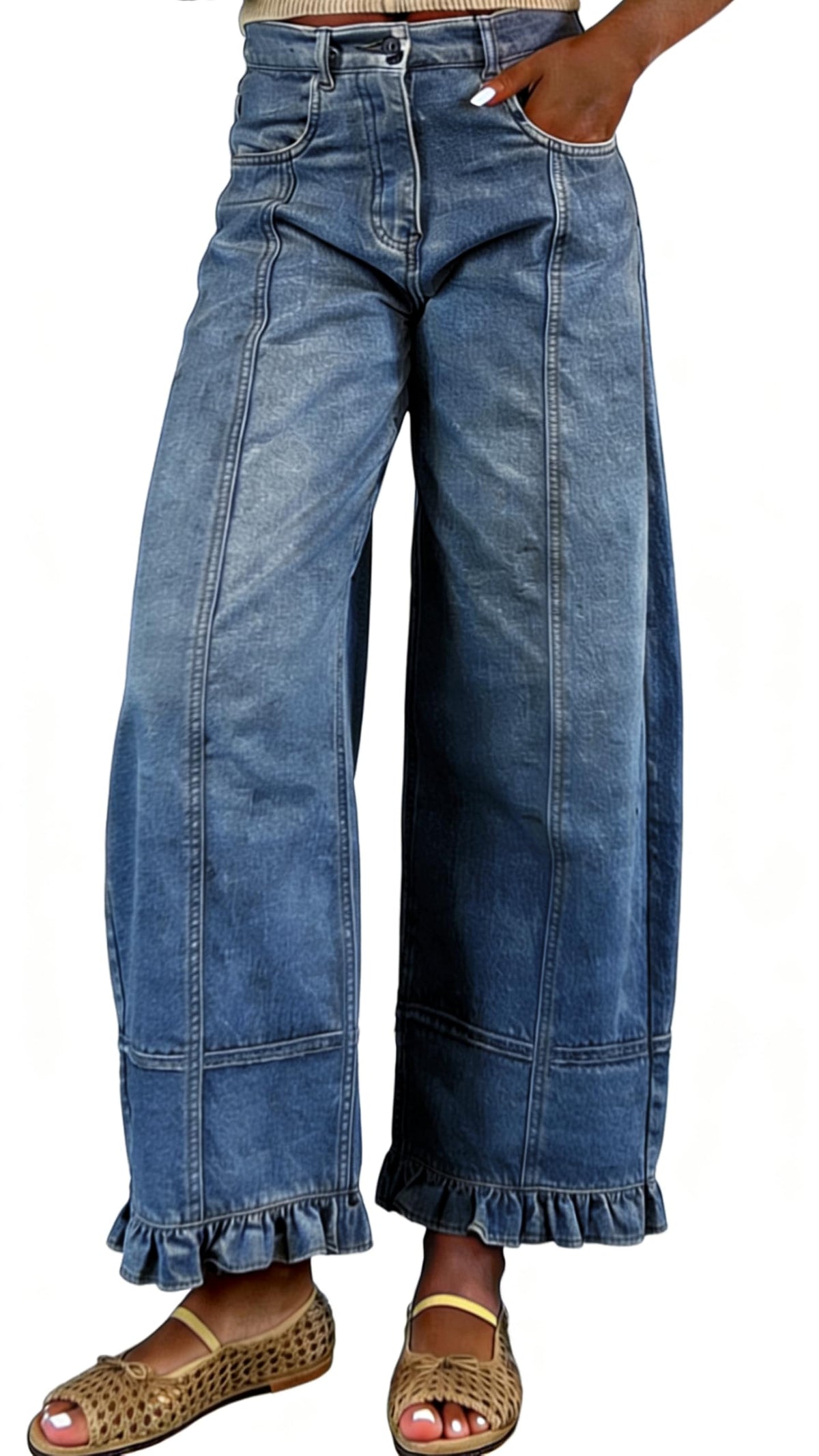 utcoco Barrel Jeans Women 2026 Floral Print Wide Leg Jeans Y2k Patchwork Baggy Boyfriend Denim Pants
