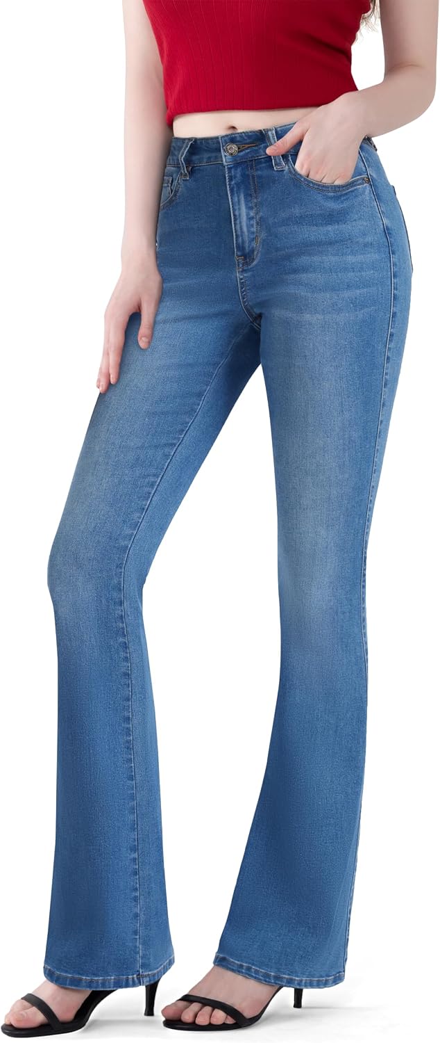 FLYING BANANA Women's Totally Shaping Curvy Stretchy Bootcut Flare Denim Jeans
