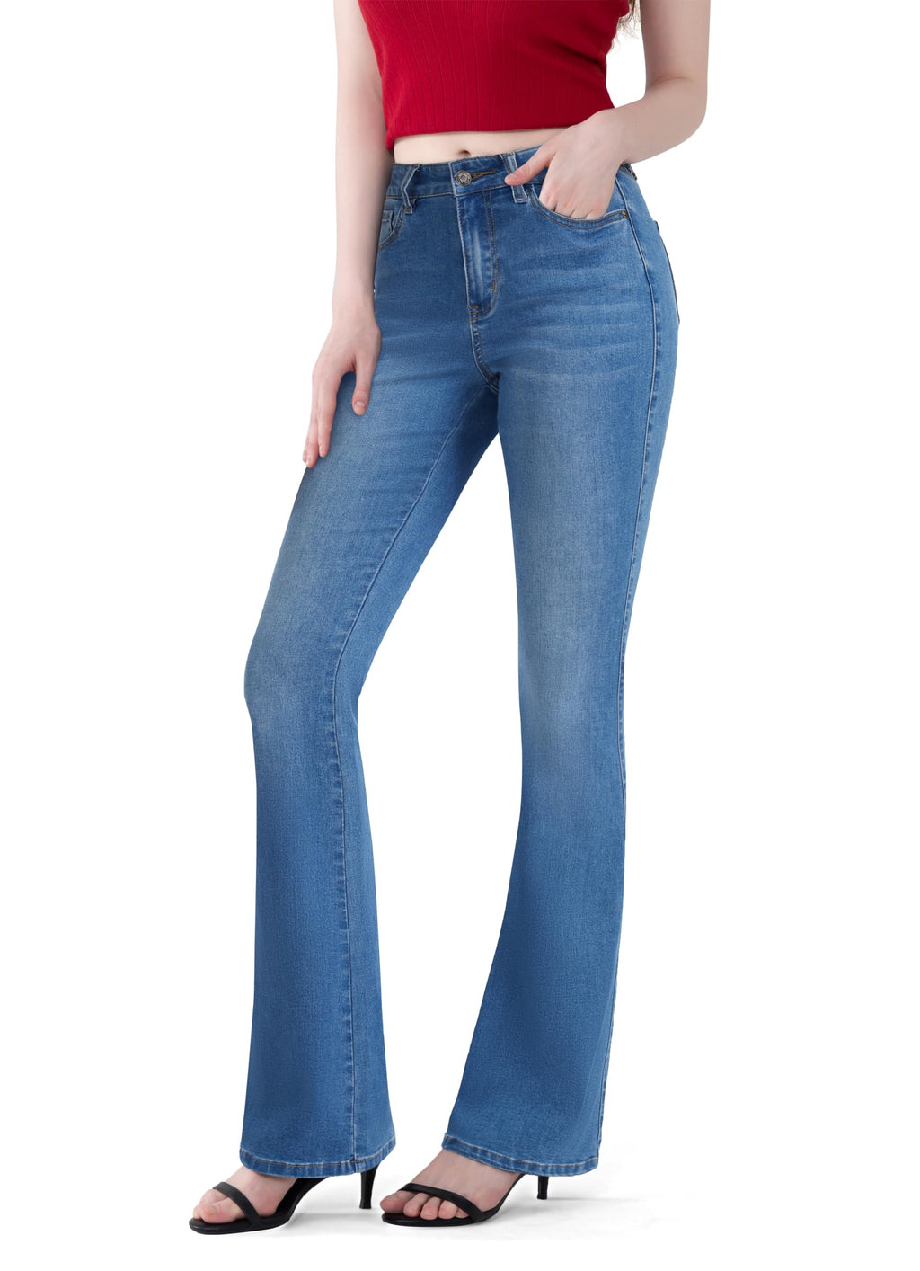 FLYING BANANA Women's Totally Shaping Curvy Stretchy Bootcut Flare Denim Jeans