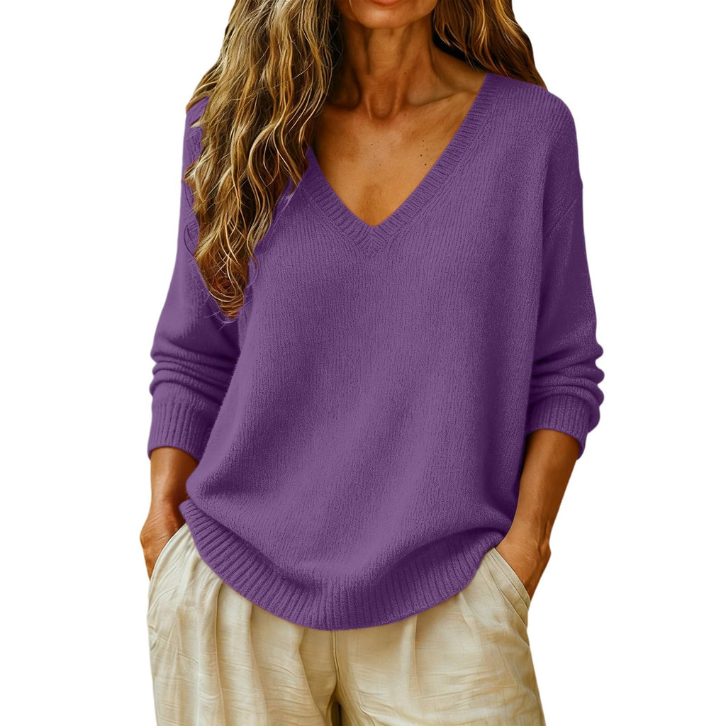 Cashmere Sweaters for Women Long Sleeve V Neck Fall Tops