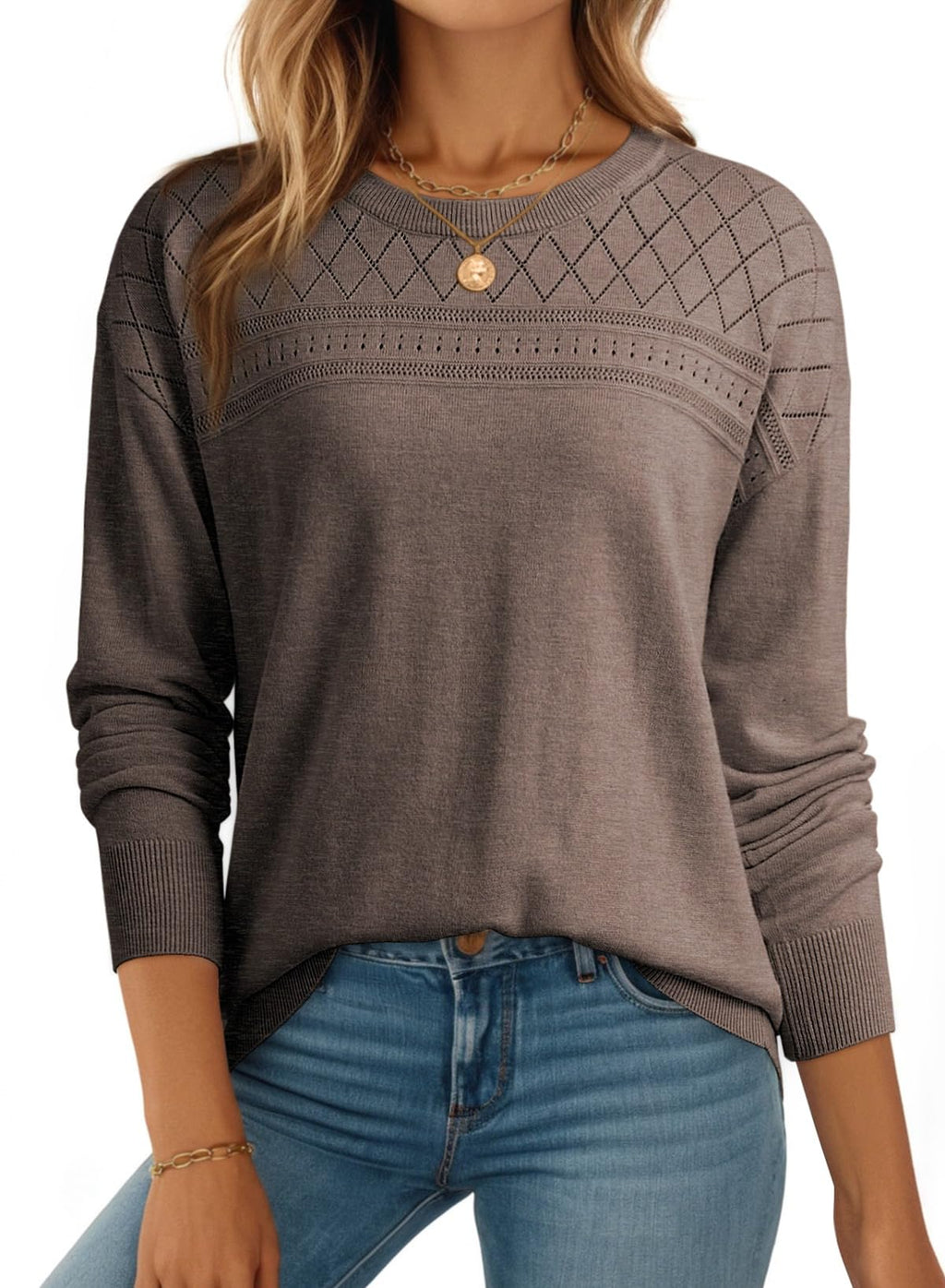Dokotoo Women's Wool Hollow Out Sweaters Lightweight Crochet Pullover Tops