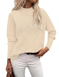 LOMON Women's Mock Neck Sweater Long Sleeve 2026 Fall Winter Knitted Tops