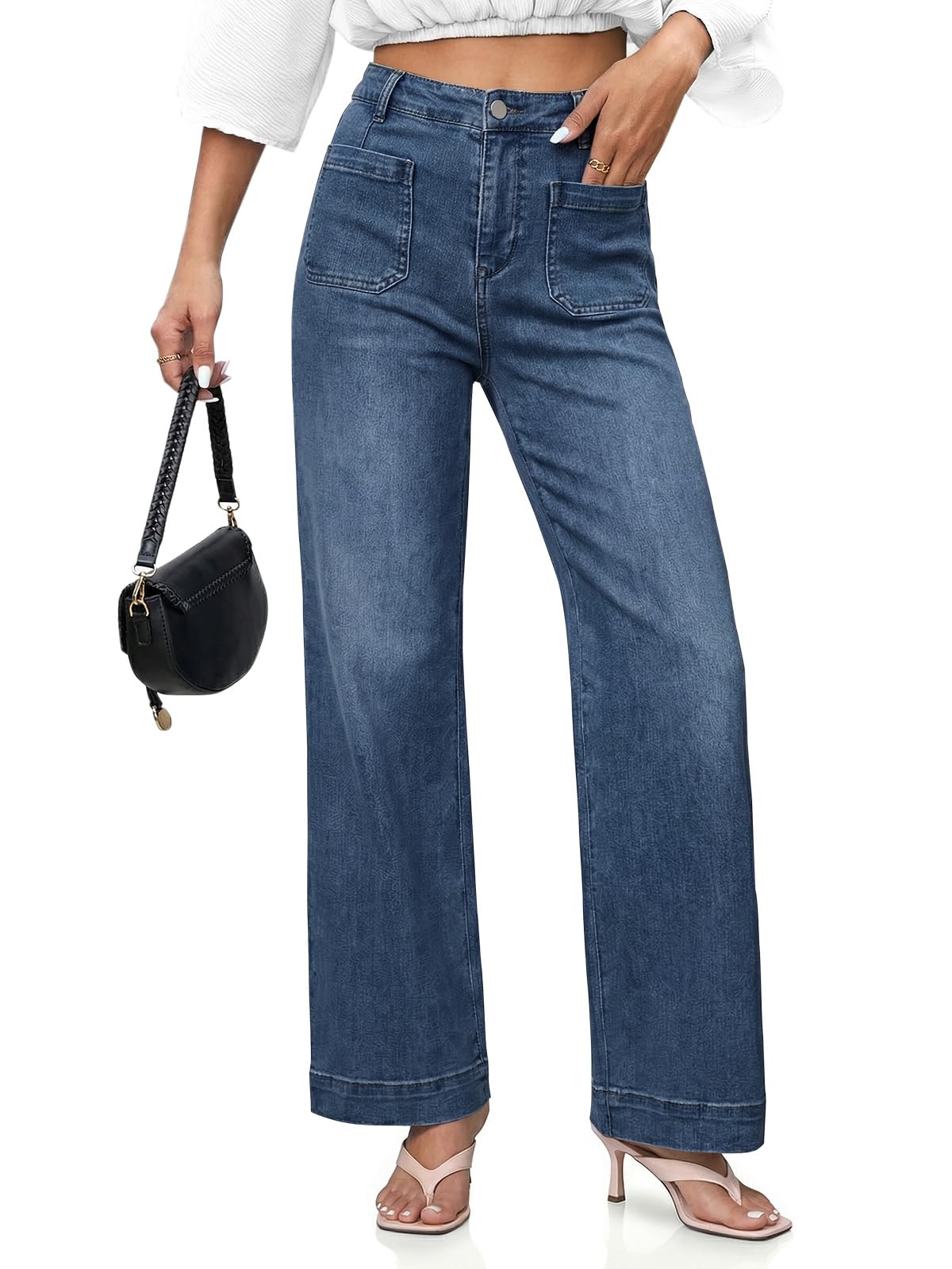 Cicy Bell Womens Wide Leg Jeans High Waisted Straight Leg Denim Pants