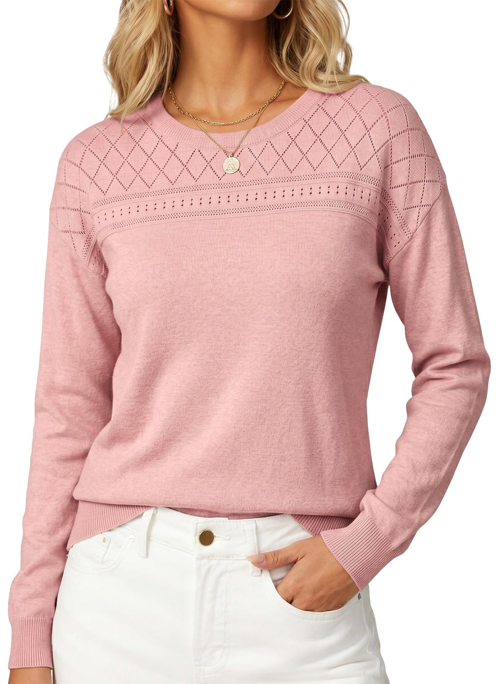 Dokotoo Women's Wool Hollow Out Sweaters Lightweight Crochet Pullover Tops