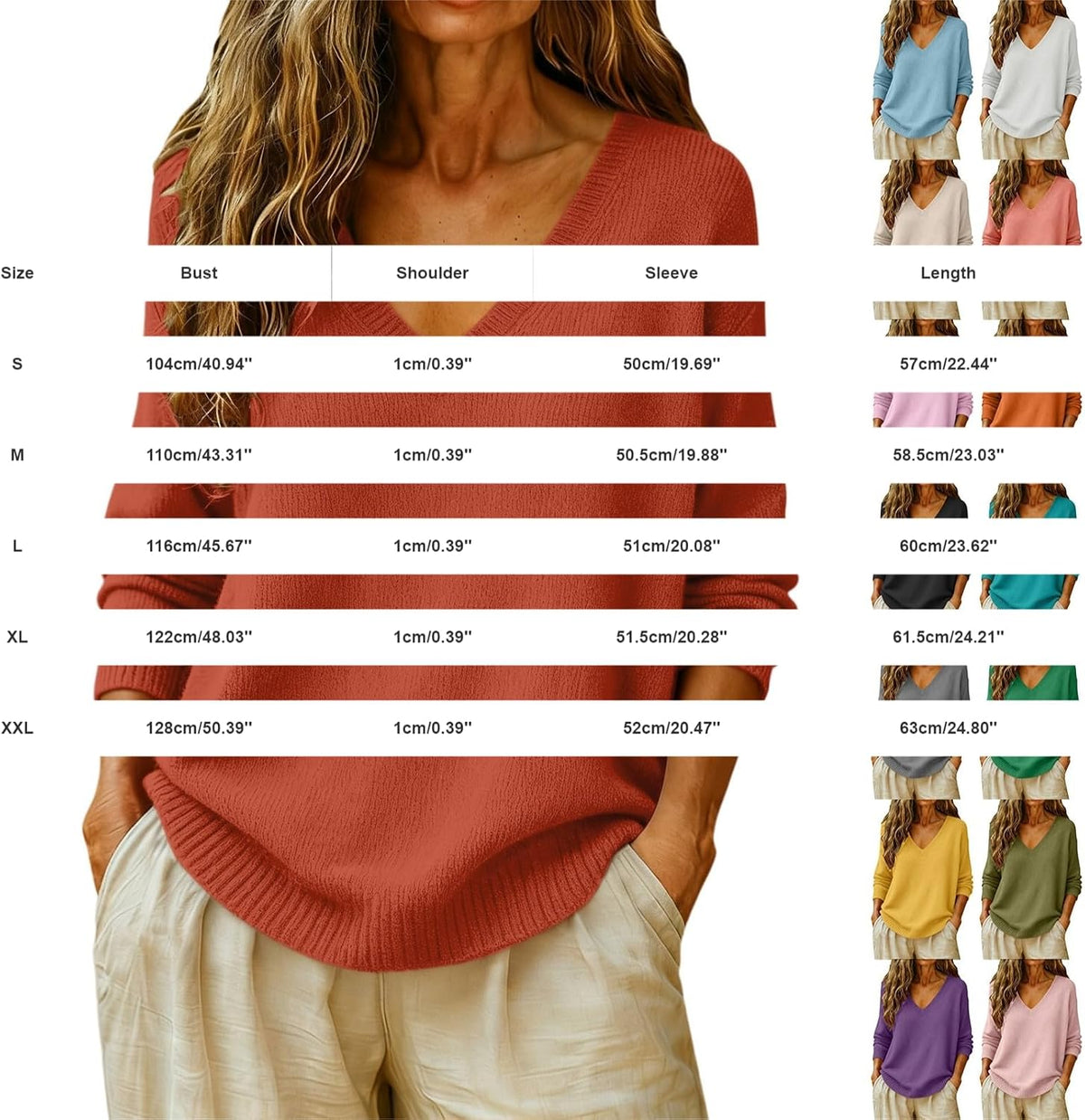 Cashmere Sweaters for Women Long Sleeve V Neck Fall Tops