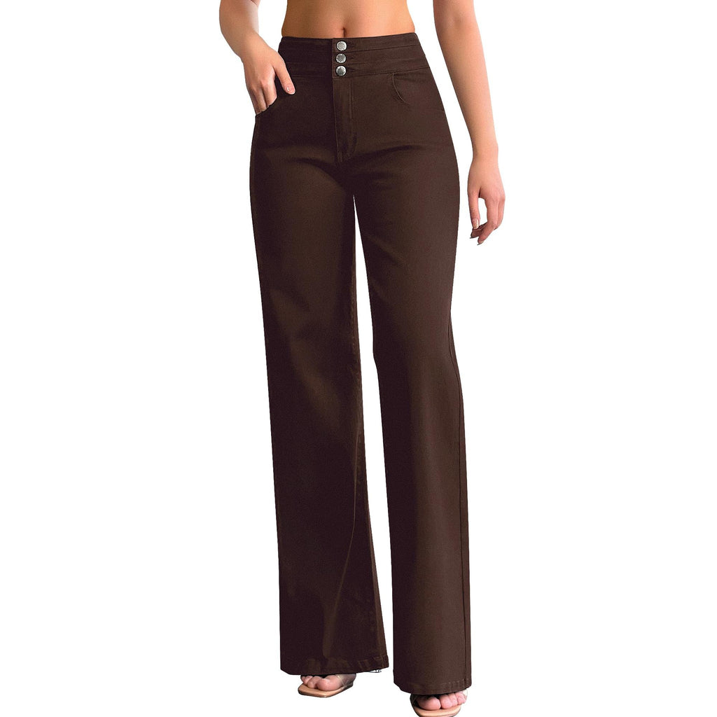 roswear Women's Wide Leg Jeans Casual High Waisted Stretch Baggy Loose Denim Pants