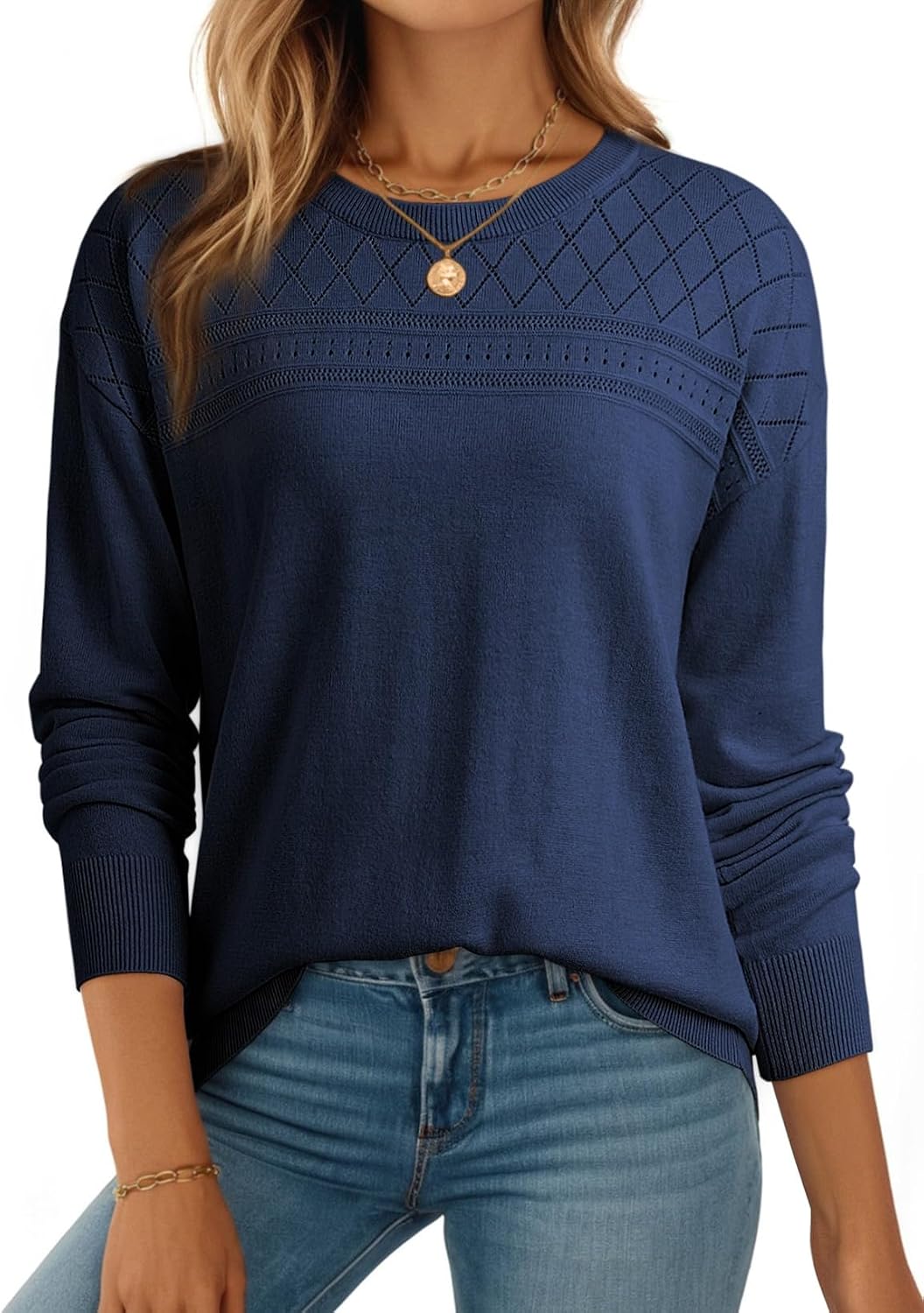 Dokotoo Women's Wool Hollow Out Sweaters Lightweight Crochet Pullover Tops