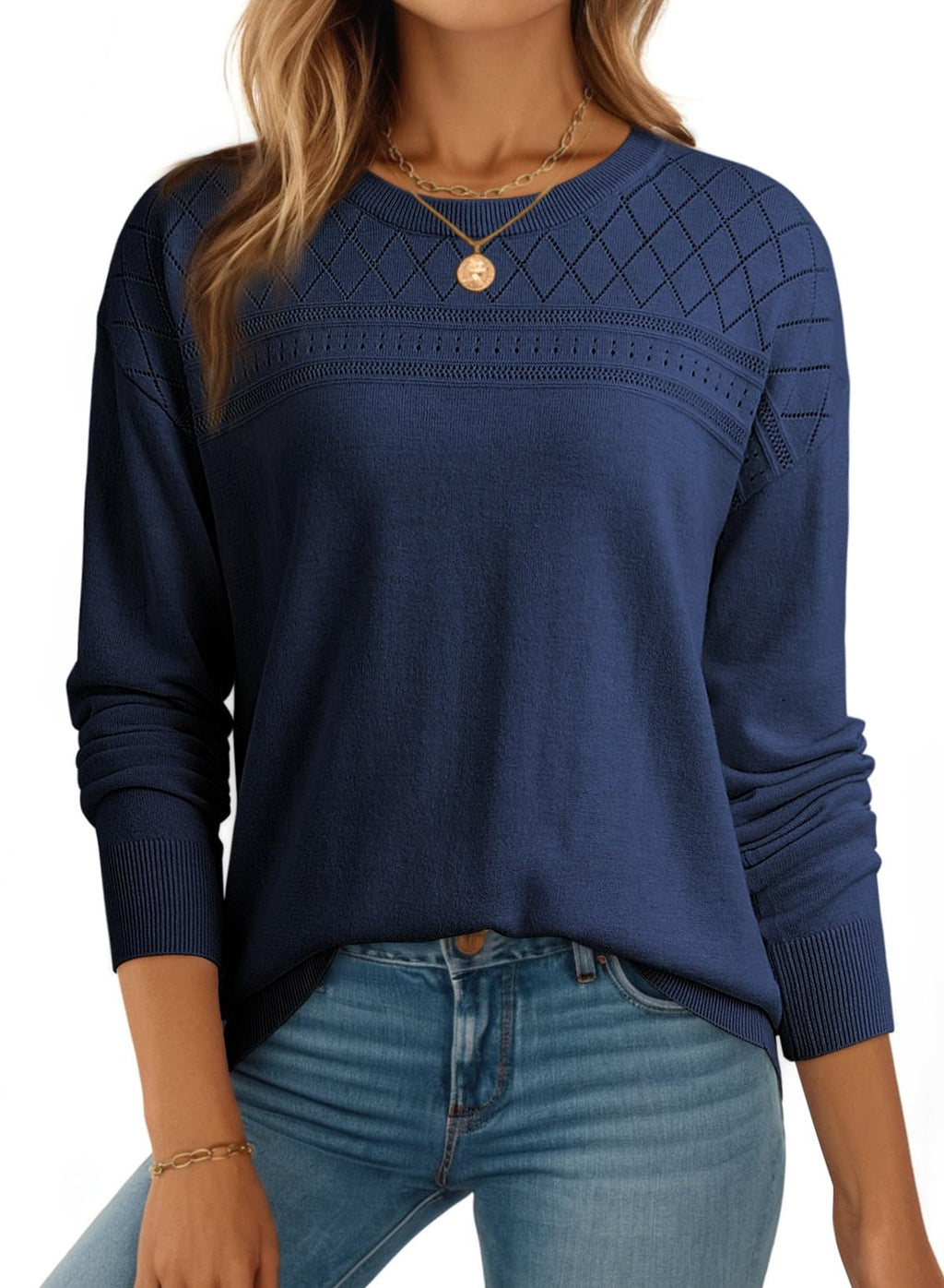 Dokotoo Women's Wool Hollow Out Sweaters Lightweight Crochet Pullover Tops