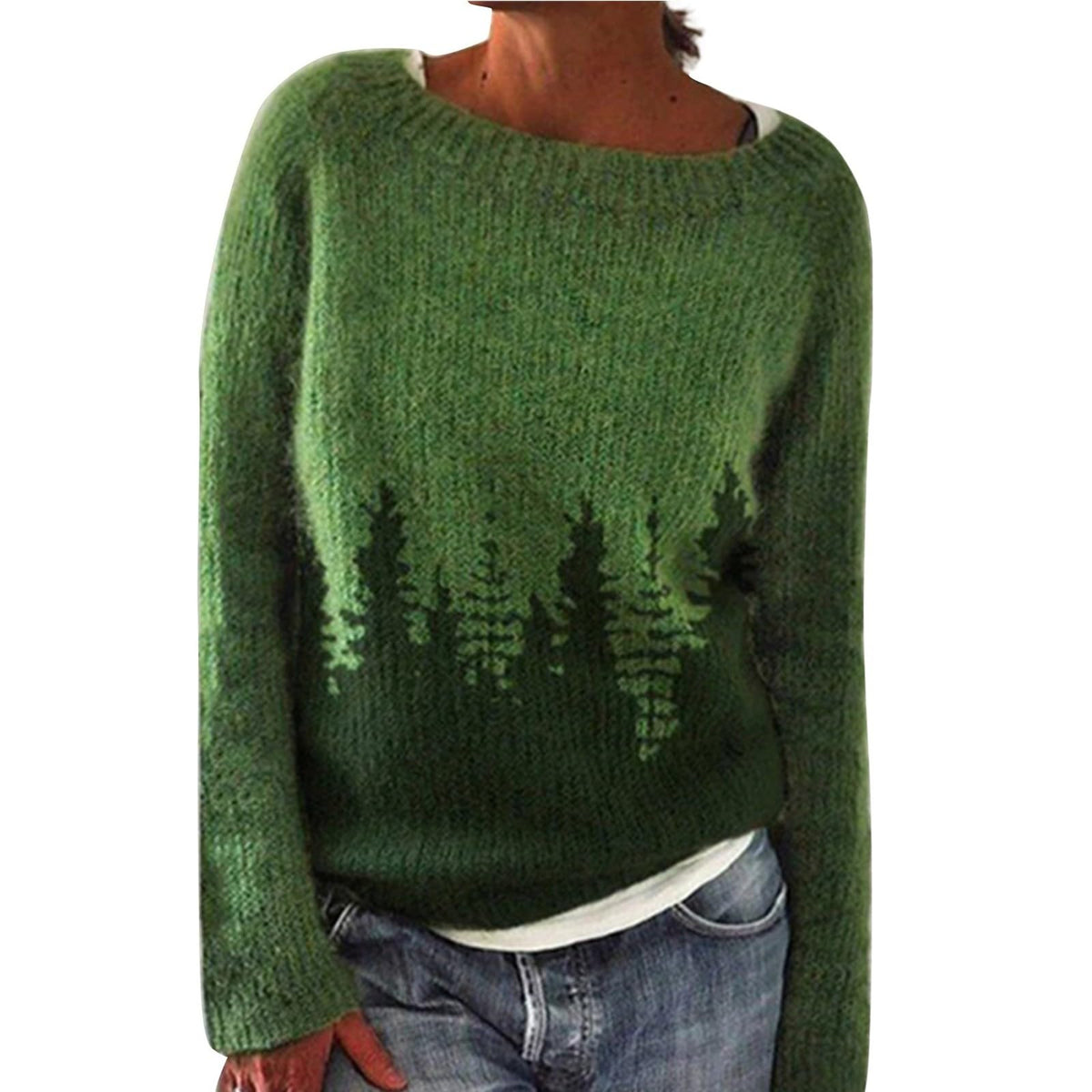 Fair Isle Sweater Women Boho Knitted Vintage Sweaters Casual Crewneck Long Sleeve Lightweight Cropped Pullover Tops
