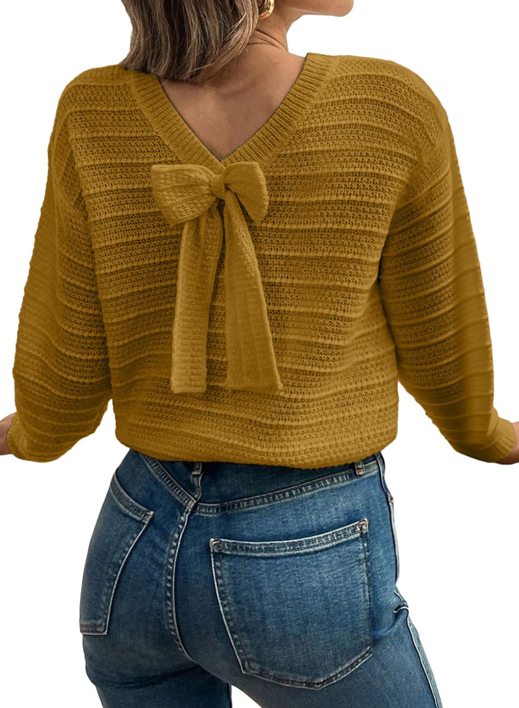 EVALESS Womens Bow Sweaters Pullover Knit Tops Fall Outfits
