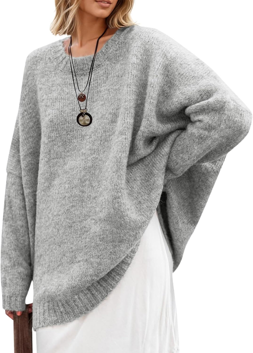 Saodimallsu Womens Oversized Tunic Sweaters Chunky Knit Slouchy Pullover