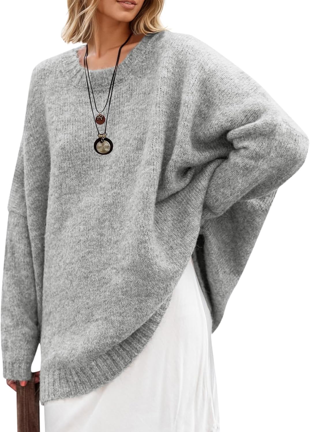 Saodimallsu Womens Oversized Tunic Sweaters Chunky Knit Slouchy Pullover