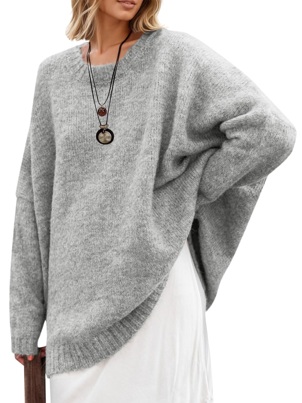 Saodimallsu Womens Oversized Tunic Sweaters Chunky Knit Slouchy Pullover