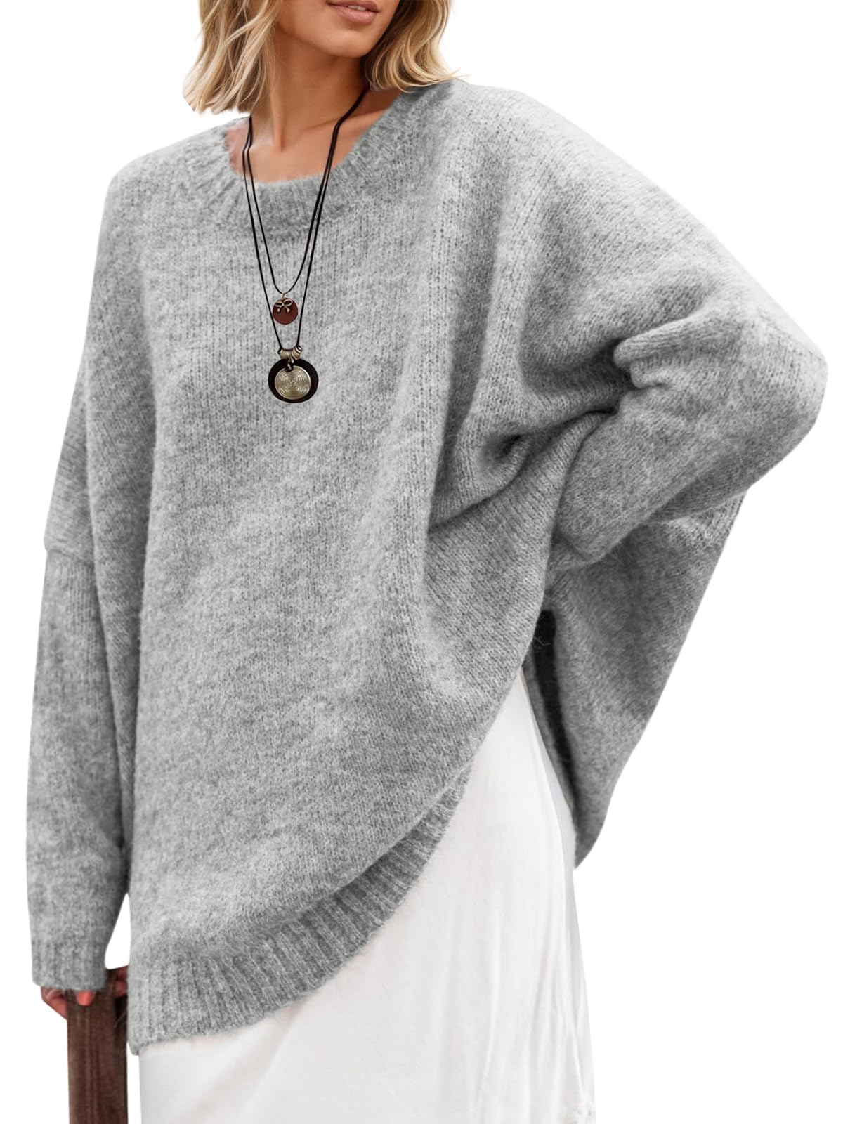 Saodimallsu Womens Oversized Tunic Sweaters Chunky Knit Slouchy Pullover