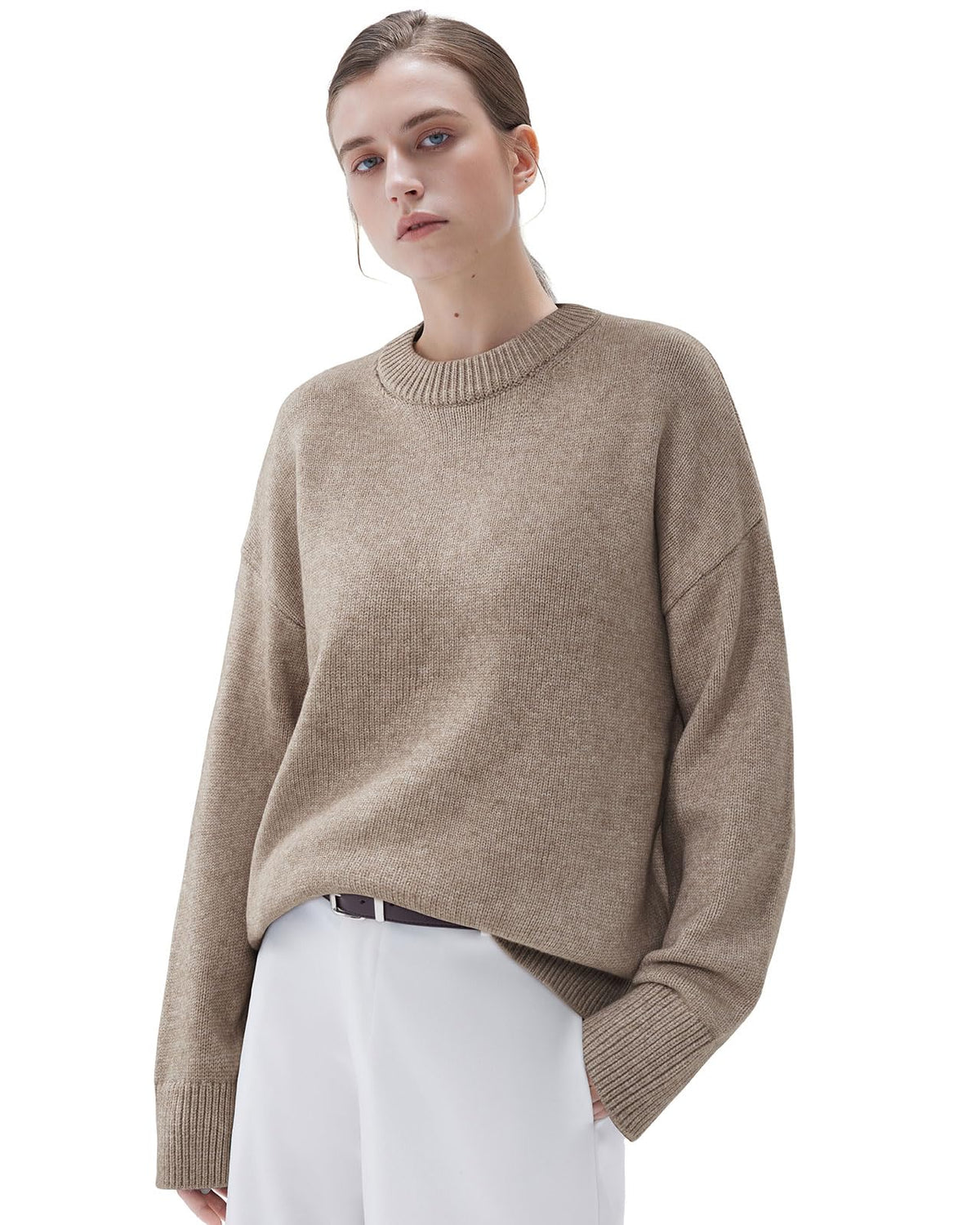 SUUKSESS Women Cashmere Blend Oversized Sweaters Long Sleeve Pullover Tops
