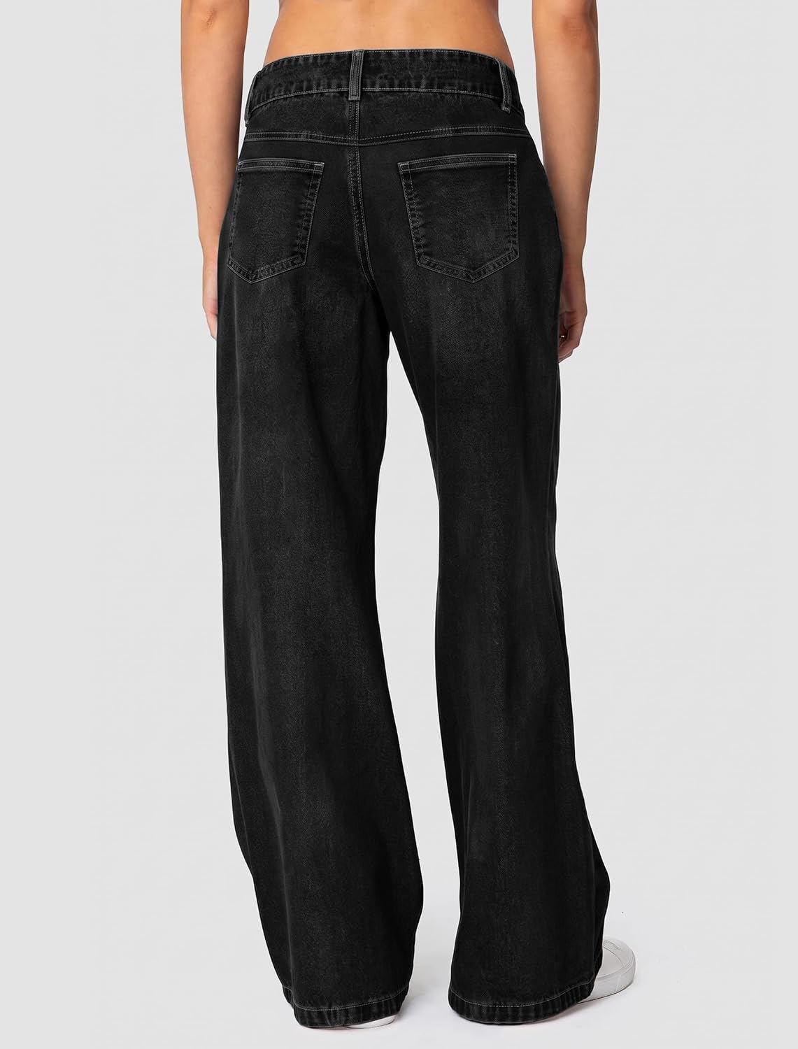 IWD Women's Wide Leg Jeans Straight Mid Rise Baggy Denim Pants Leopard