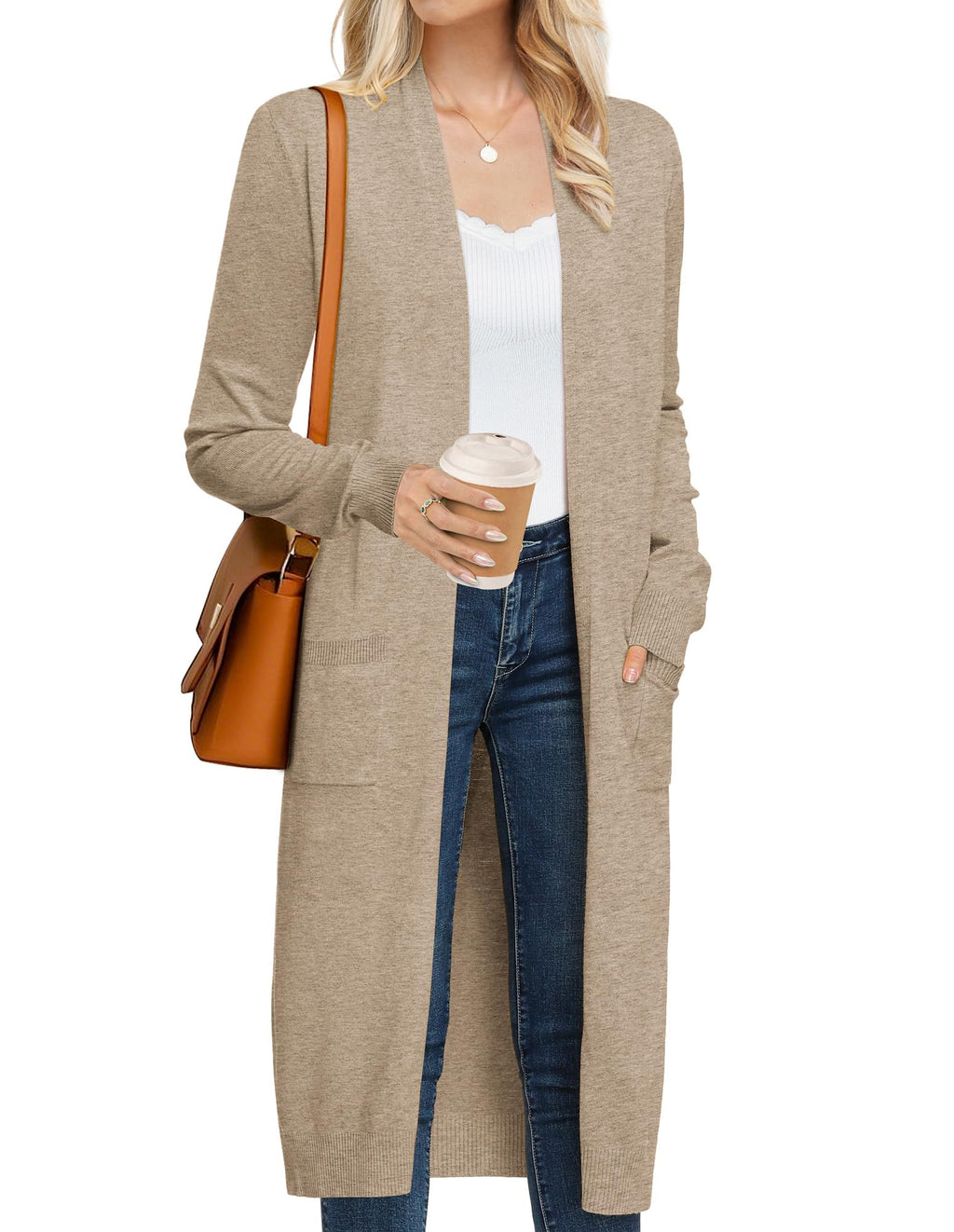 GRACE KARIN Women's 2026 Trendy Long Cardigans Sweater Lightweight Open Front Long Sleeve Maxi Duster Coats with Pockets