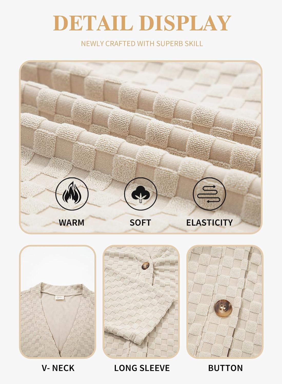 Eytino Plus Size Button Down Long Sleeve Cardigan for Women