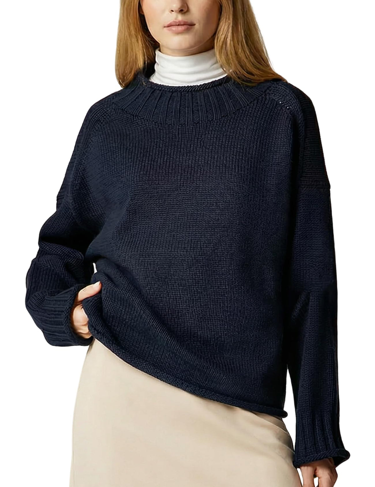 Wyeysyt Womens Oversized Rollneck Sweater Chunky Sweater