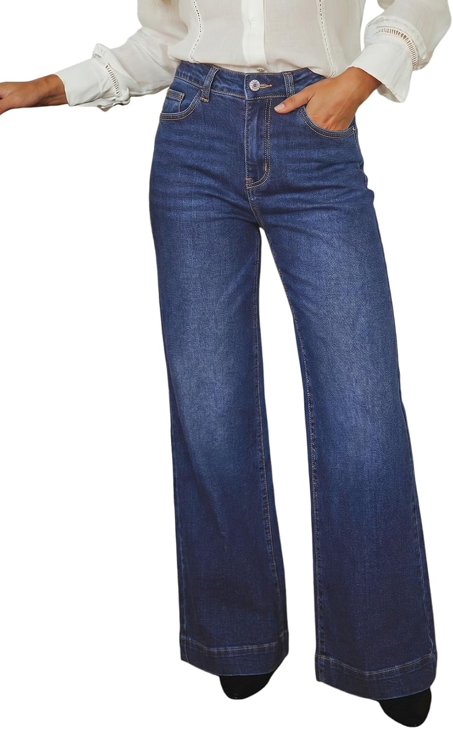 Dokotoo Women's Wide Leg Baggy Flare Jeans High Waisted 2026 Denim Pants