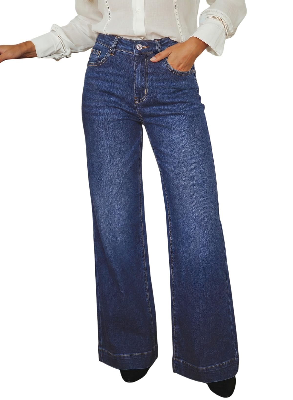 Dokotoo Women's Wide Leg Baggy Flare Jeans High Waisted 2026 Denim Pants